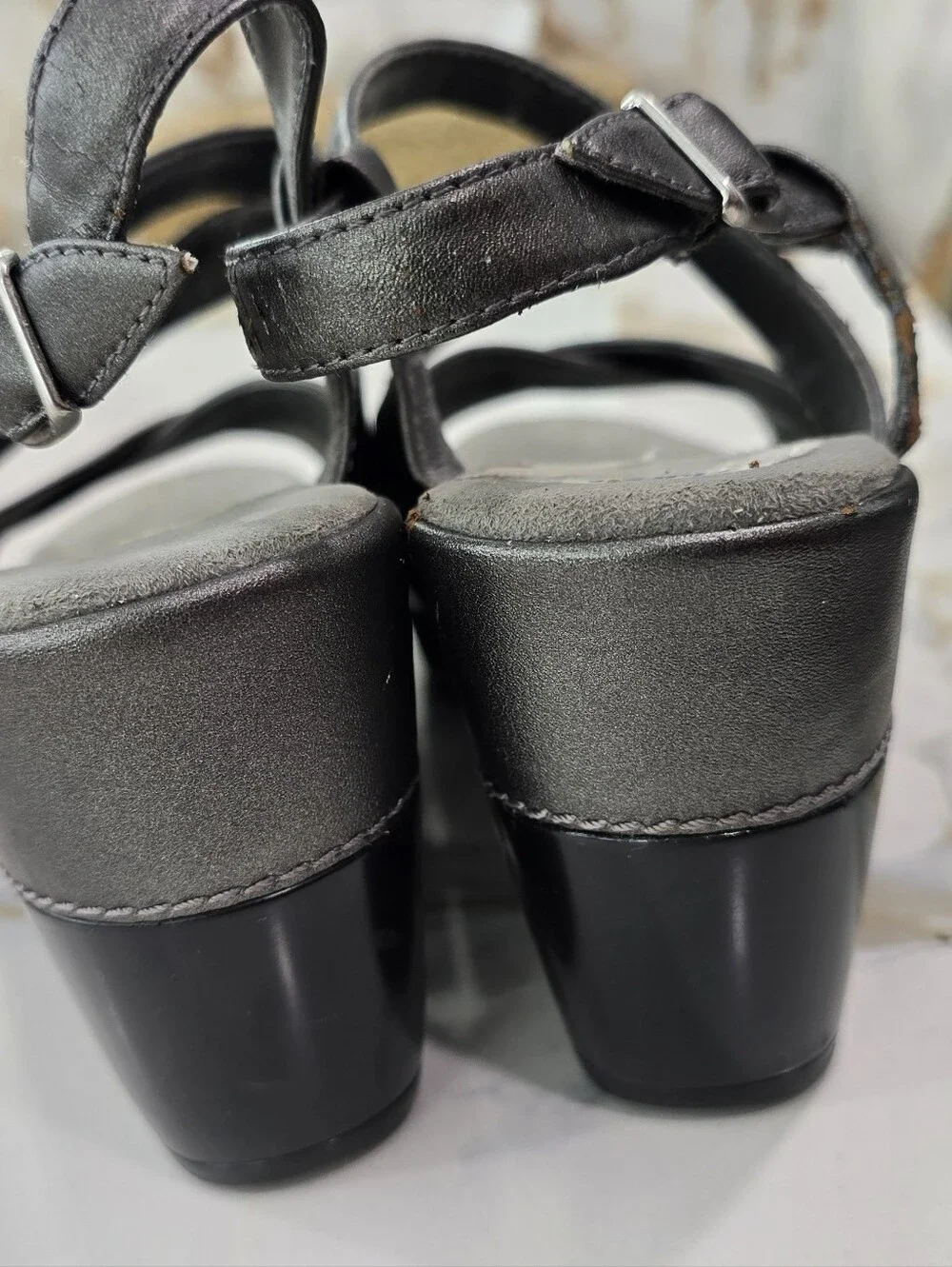 Women's Black Wedge Sandals with Strappy Design